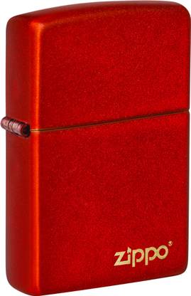 ZIPPO Classic Metallic Red Logo Windproof Lighter Pocket Lighter