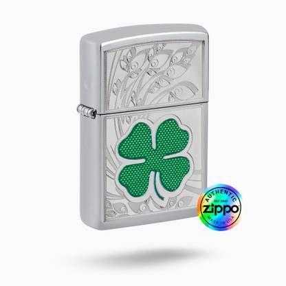 ZIPPO Clover High Polish Chrome Design WIndproof Lighter Pocket Lighter