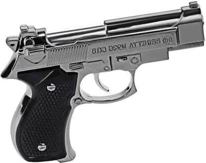 फिटअप Real Look Gun Design Beretta Gun Shaped Pocket Size Refillable Butane Gas Adjustable Flame Hi And Low Beretta M92G CQB Print Pistol Shape पॉकेट लाइटर