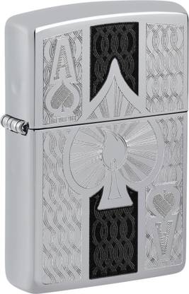 ZIPPO Engraved Intricate Spade Chrome Windproof Lighter Pocket Lighter