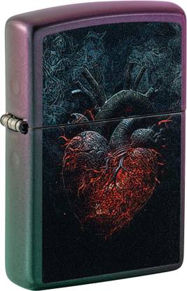 ZIPPO Dark Heart Design Iridescent Windproof Lighter Pocket Lighter