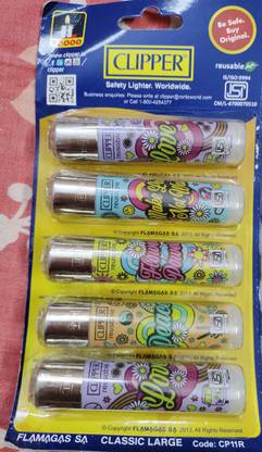 clipper Refillable Large Cigarette Lighters (Hippie Party 2) - 5 PCS Pocket Lighter
