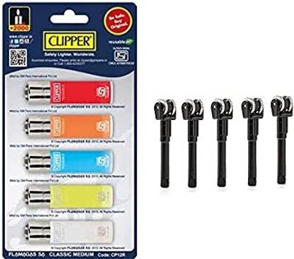 clipper Cigarette Lighters (CP12)- 5 PCS & Flint System 5 Pcs Combo Pocket Lighter