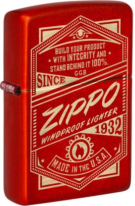 ZIPPO It Works Design Metallic Red Windproof Lighter Pocket Lighter
