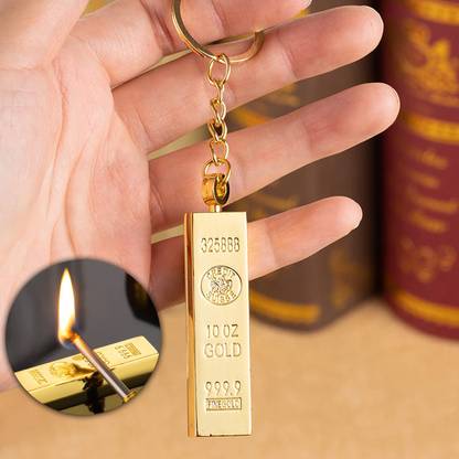 Crokroz New Mini Cigarette Lighter Flint Gold Bar with Key Ring Slim Design Pocket Lighter