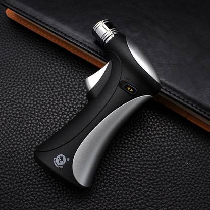 FlameClub MF265_Silver-Black Windproof Direct Injection Personalized Fire Locking Cigarette Pocket Lighter