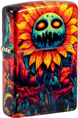 ZIPPO Spooky Sunflower Design 540 Tumbled Brass Windproof Lighter Pocket Lighter