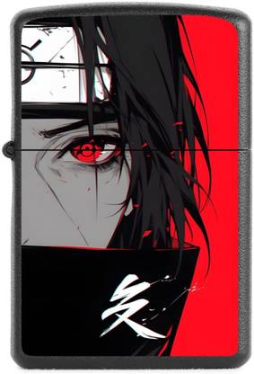 Crokroz Red Itachi Windproof Cigarette Lighter for Men – Sturdy Metal Build Anime-Inspired Design Lighter For Cigarette | Runs On Liquid Fuel | Classic Pocket Lighter