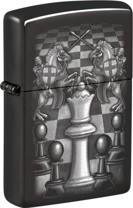 ZIPPO Chess Design High Polish Black Windproof Lighter Pocket Lighter