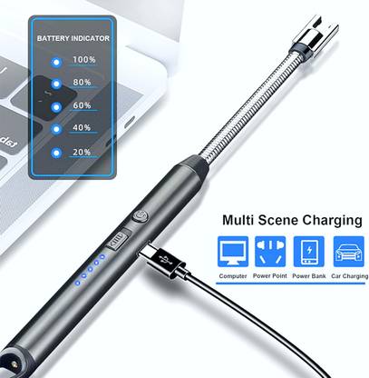 crockdile "BlazeEcho Lighter for Reverberating Flame and Infinite Power" Aluminium Electronic Gas Lighter Pocket Lighter