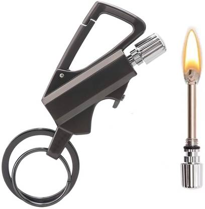 Point Zero Premium Essential Match Lighter Function Metal Lighter Keychain + Bottle Opener Flint Fire Starter Striker Included