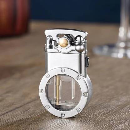 teamB Dual Flame Inferno Windproof Jet & Classic Flame Lighter, Refillable , Portable Silver lighter Pocket Lighter