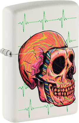 ZIPPO Cyber Skull Design White Matte Windproof Lighter Pocket Lighter