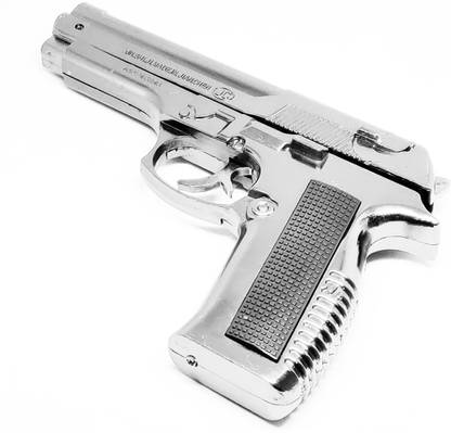 Treasurer No 1 Reloded Silver Heavy Metal Pistol Gun Lighter | Barrel Pull Back System | myfirstdot Pocket Lighter