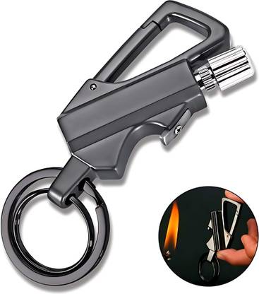 Elevea { 15 YEARS WARRANTY } Keychain Multi-Tool with Flint Metal Match Lighter Iron Electronic Gas Lighter