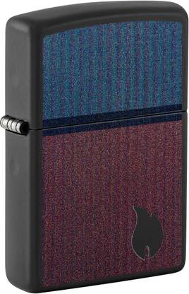 ZIPPO Color Block Flame Design Black Matte Windproof Lighter Pocket Lighter