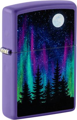ZIPPO Northern Lights Design Purple Matte Windproof Lighter Pocket Lighter