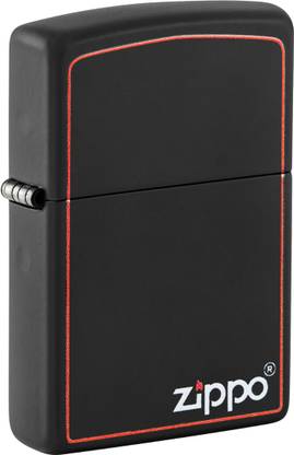 ZIPPO Classic Logo with Red Border Black Matte Windproof Lighter Pocket Lighter