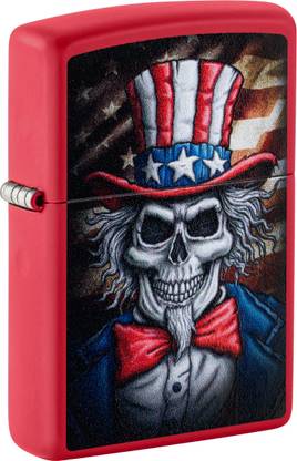 ZIPPO Uncle Skeleton Design Red Matte Windproof Lighter Pocket Lighter