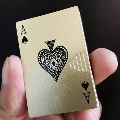VIOVI Metal Ekka Playing Poker Card Green Flame LED Light Windproof Cigarette Cast Iron Gas Lighter