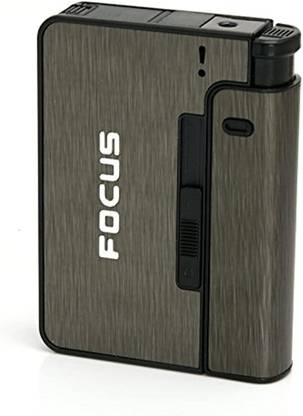 focus YH001-GREY Cigarette Case with Portable Lighter I Suitable for 8pcs King Size Cigarettes Pocket Lighter