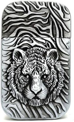 Shyam Sarowar Silver Tiger Design Fancy Metal Cigarette Heater Red Flame Lighter Refillable. Silver Tiger Design Fancy Metal Cigarette Heater Red Flame Lighter Refillable. Pocket Lighter