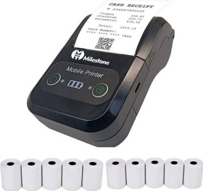 Milestone MPT II 58mm Thermal Bluetooth Printer Android POS 2 Inch Receipt Bill Printer with 58mm x 15mtr 10pcs Thermal Roll Thermal Receipt Printer