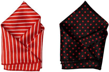 SquareStyle Striped, Polka Print Satin Blend Pocket Square