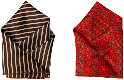 SquareStyle Geometric Print, Striped Satin Blend Pocket Square