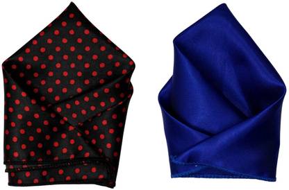 SquareStyle Polka Print, Solid Satin Blend Pocket Square