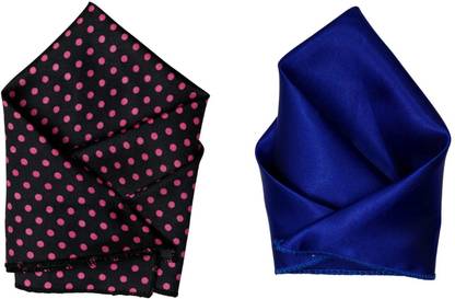 SquareStyle Polka Print, Solid Satin Blend Pocket Square