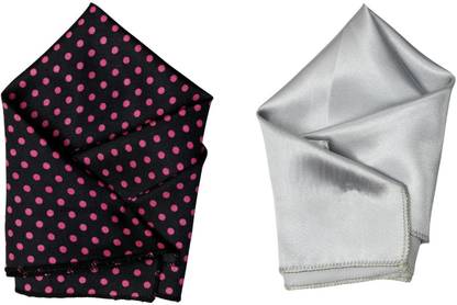 SquareStyle Polka Print, Solid Satin Blend Pocket Square