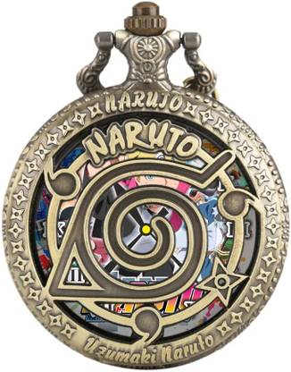 Tiny Tim Antique Bronze Pocket-Watch Boruto Theme Printed Dial Metallic Car Bike Keychain Boruto poster Printed on Pocket Watch Bronze Metal Pocket Watch Chain