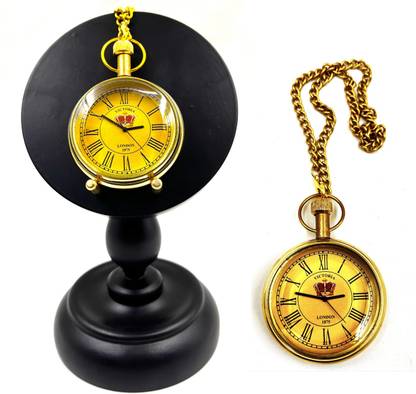 Ascent India Brass Pocket watch chain with wood Display stand Black 1 polish brass Pocket Watch Chain