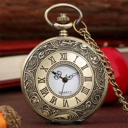 Tiny Tim Roman Number Vintage Pocket-Watch Antique Gandhi Style Metallic Key Chain Gift Roman Number Vintage Pocket Watch Keychain Bronze Metal Pocket Watch Chain