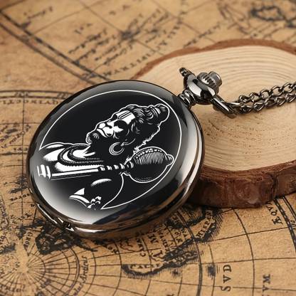 Tiny Tim Royal Black Gandhi Style Premium Gift Hindu Theme Hanumanji With Gaddha Engraved Car Bike Home Key Chain & Key Ring Best Gift for Men & Women Special Occasions Bronze Metal Pocket Watch Chain