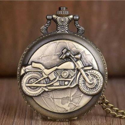 giftiny VINtAGE BIKE Metal Pocket Watch Keychain, Analog Clock Antique Pocket Watch Chain