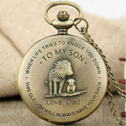 giftiny TO MY SON Metal Pocket Watch Keychain, Analog Clock Antique Pocket Watch Chain