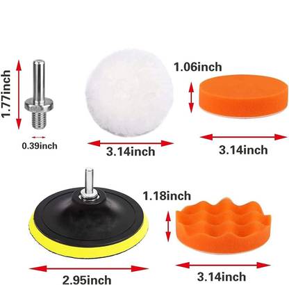 uptodateprouducts 5Pcs Buffing Sponge Pads Kit for Car Sanding Polishing Waxing Sealing Glaze Vehicle Polisher