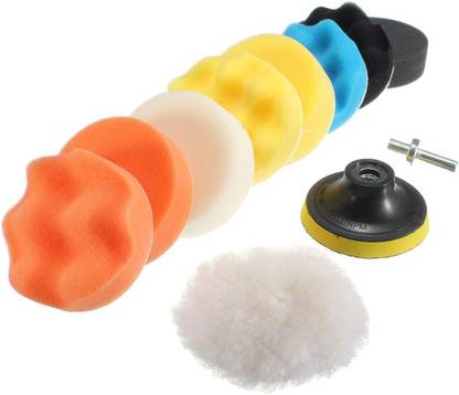 VDNSI 10PCS Polishing Pads Sponge and Woolen Polishing Waxing Buffing Pads Kits Polishing Compound Drill Buffing Sponge Pads Kit Adapter for Car Polish Buffing Plastic Polisher