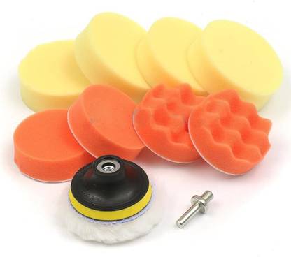 HASTHIP Polishing Pad and Hand Buffer Set with Drill Adapter for Car Polish ,3-inch Polishing Pad and Hand Buffer Set with Drill Adapter for Car Polish , Metal Polisher