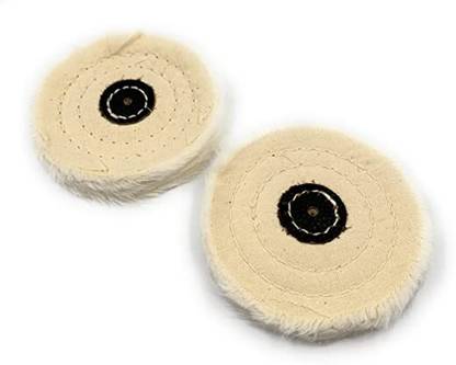 HOUF Polishing White Muslin Cloth Buff 4"x50 Folds 2pcs Stitched Buffing Wheel Glass Polisher
