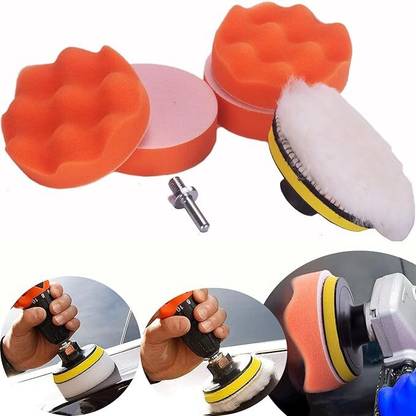 DIY Crafts (4" inch) Car Buffer High Gross Wax Polishing Buffing Pad Kit with Drill Adapter 1 inch Abrasive Buffing Polishing Wheels Burr for Rotary Tools-1/8"(3mm) Shank Wood Polisher