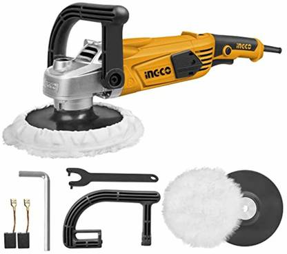 INGCO Angle Polisher Machine, 180mm Car Polisher Waxer Variable Speed Buffer Machine 1400W | 1500-4500 RPM Aluminum gear box with Backup Pad And Wool Buffing Pad Vehicle Polisher