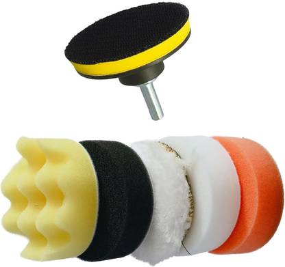 Inditrust 3 Inch Car Polishing Pads Kit – 7Pcs Foam & Wool Buffing Pad Set for Waxing, Sealing, Detailing Vehicle Polisher