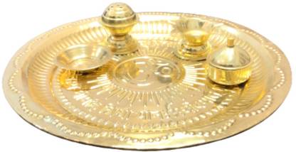 Uk brass arts Brass pooja thali set 10 inches Brass