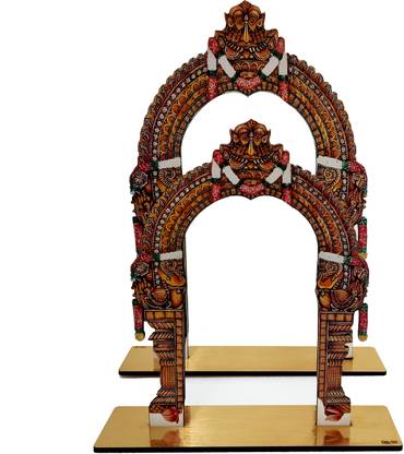 Dwarakamai Stores Traditional Arch Set – Large and Medium for Pooja Decoration Paper