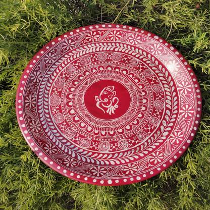 KALP COLLECTION Traditionally Hand Painted Aipan art Poojan Thali Stainless Steel