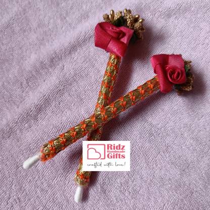 Ridz Handmade Gifts Tilak Stick with Red Rose and Golden Pollens Wooden