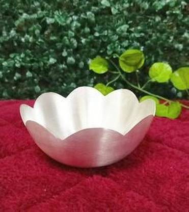 Luckypot German Silver Large Lotus Bowl For Pooja|Size : 6.5 In,Weight:130 G| Silver Plated